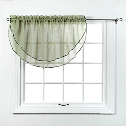 Stylemaster Elegance Sheer Voile Ascot Valance, 60" x 24", Sage - Image 2