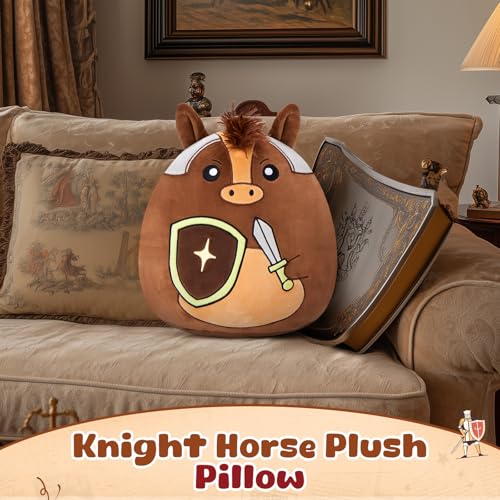 Glow Guards 13 Inch Horse Plush Pillow Cute Knight Horse Stuffed Animal Holding Shield Sword Soft Plush Toy Birthday Gift for Boys Girls Kids - Image 5