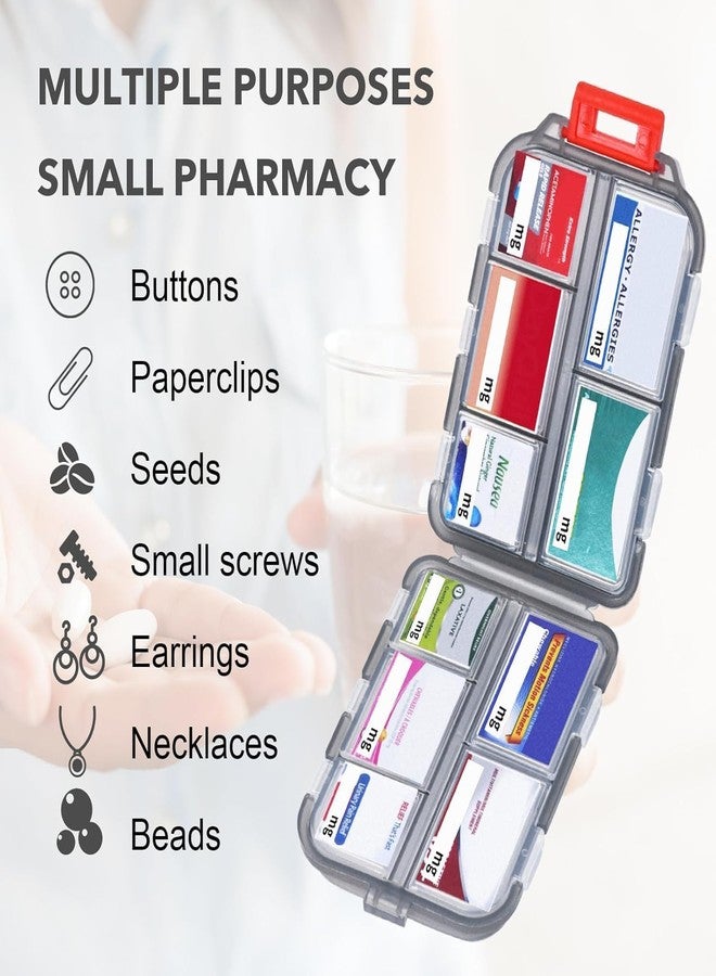 PAVITRAM Mini Pill Box, Multicompartment Medicine Organiser with Travel Case, Multicolour 1PC - Image 2