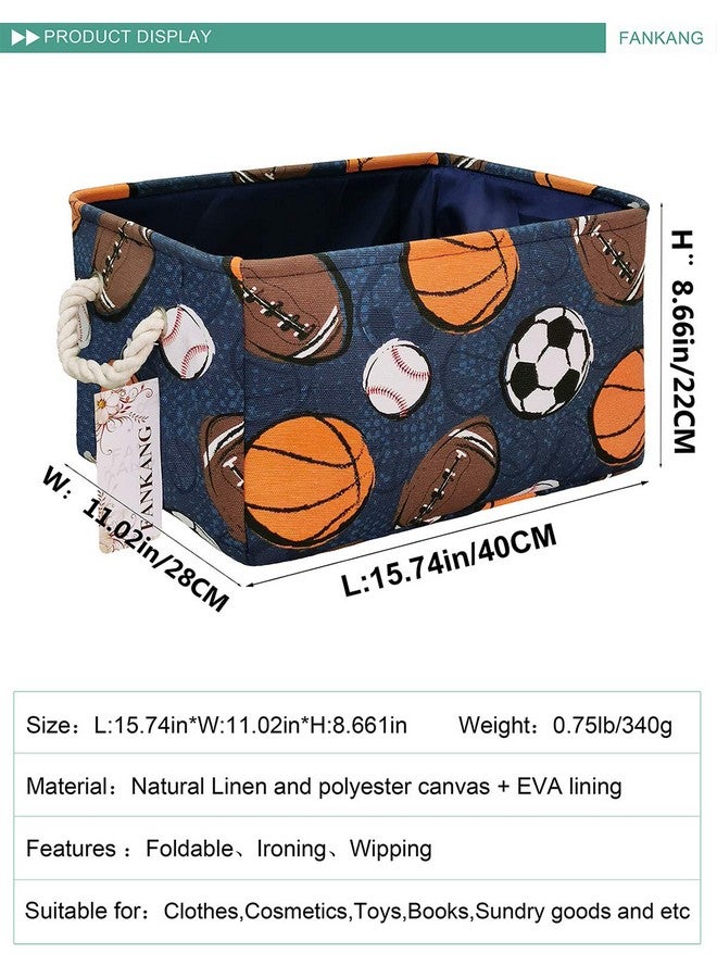 FANKANG Rectangular Laundry Basket Nursery Storage Fabric Storage Bin Storage Hamper,Gift Baskets(Navl-ball game) - Image 2