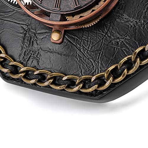 Valentoria Messenger Bag Leather Retro Briefcase Steampunk Crossbody Shoulder Purse Satchel for Women Lolita Gothic Medieval Renaissance Festival Costume Accessories (166) - Image 3