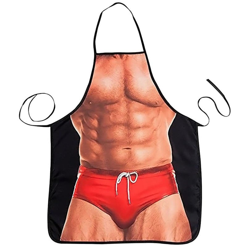 HAKSEN Cooking Kitchen Aprons for Women Men Chef Funny Apron Red Swim Trunks Man