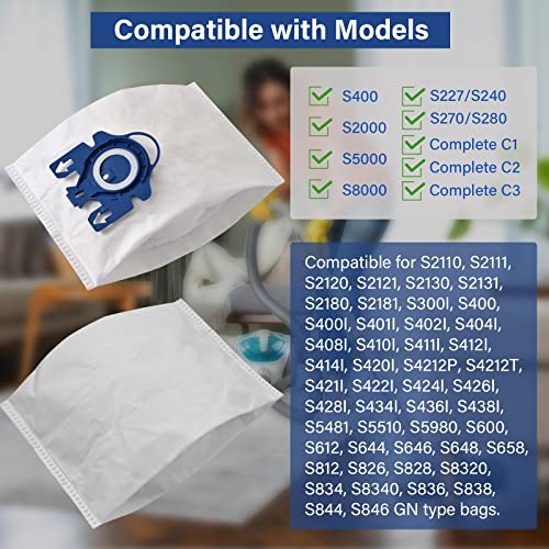 Tivcroxs 20 Pack 3D Airclean Vacuum Bags, Replacement for Miele AirClean 3D Efficiency Dust Bag,Miele Classic C1 Complete C1 C2 C3 S227 S240 S270 S400 S400i-S456i S2 S5 S8 Series Vacuum 6 sets AirClean Filters - Image 2
