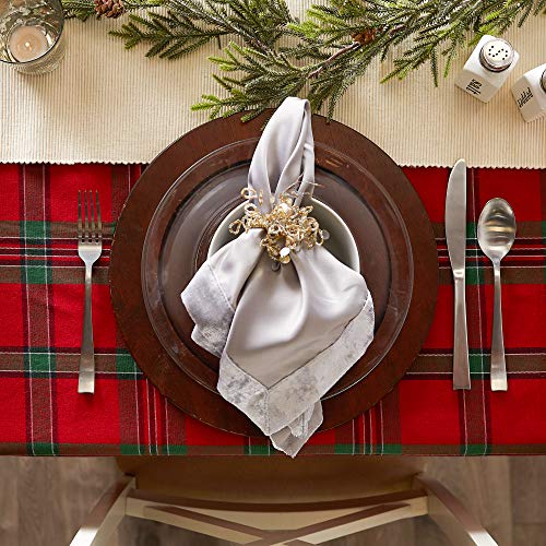 DII Farmhouse Christmas Plaid Dining Table & Kitchen Décor, Holiday Tablecloth, 70" Round, Red & Green - Image 3