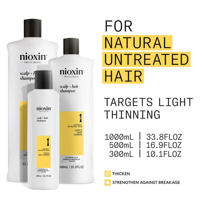 Nioxin Scalp + Hair Thickening System 1 Shampoo| For Natural or Untreated Hair with Light Thinning | With Niacinamide and Biotin | 16.9 Fl oz. - Image 3