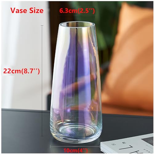FANTESTICRYAN Modern Glass Vase Irised Crystal Clear Glass Vase for Home Office Decor (Neon Clear) - Image 3