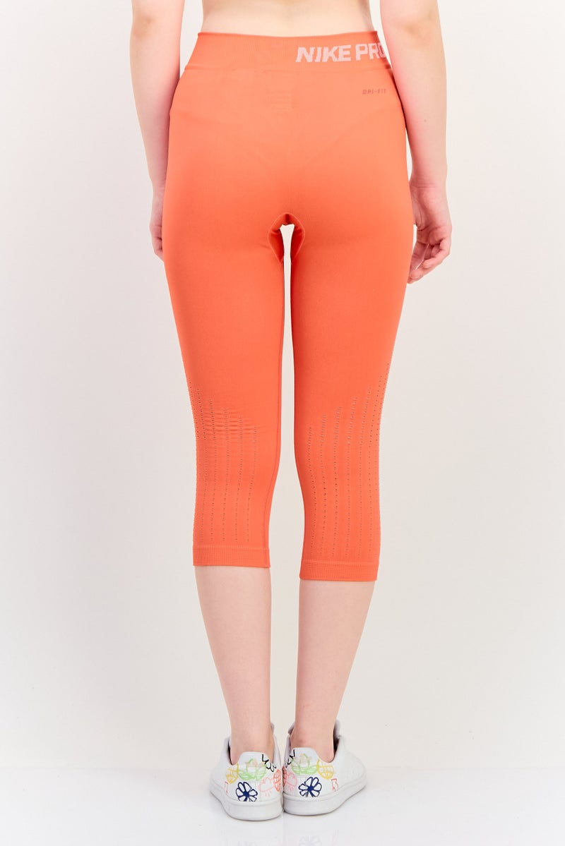 Nike Women Dri Fit Brand Logo Capri Training Tights, Orange - Image 3