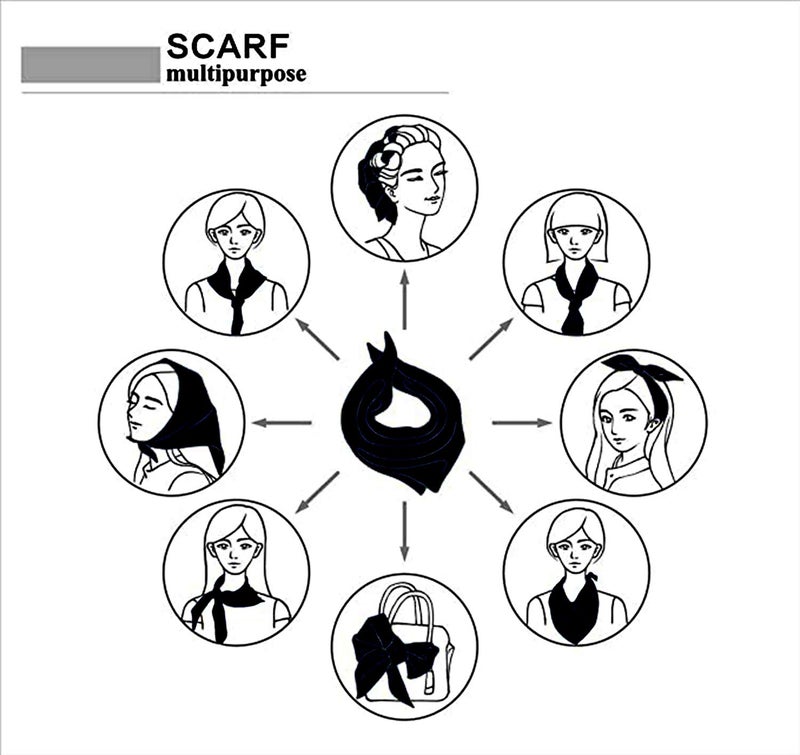 COOLANS 10 PCS Mixed Set Scarf,Fashion Square Satin Neck Scarf Head scarf for Women Hair Scarf Bundle 20 inch x 20 inch (Set G (10 pcs)) - Image 4