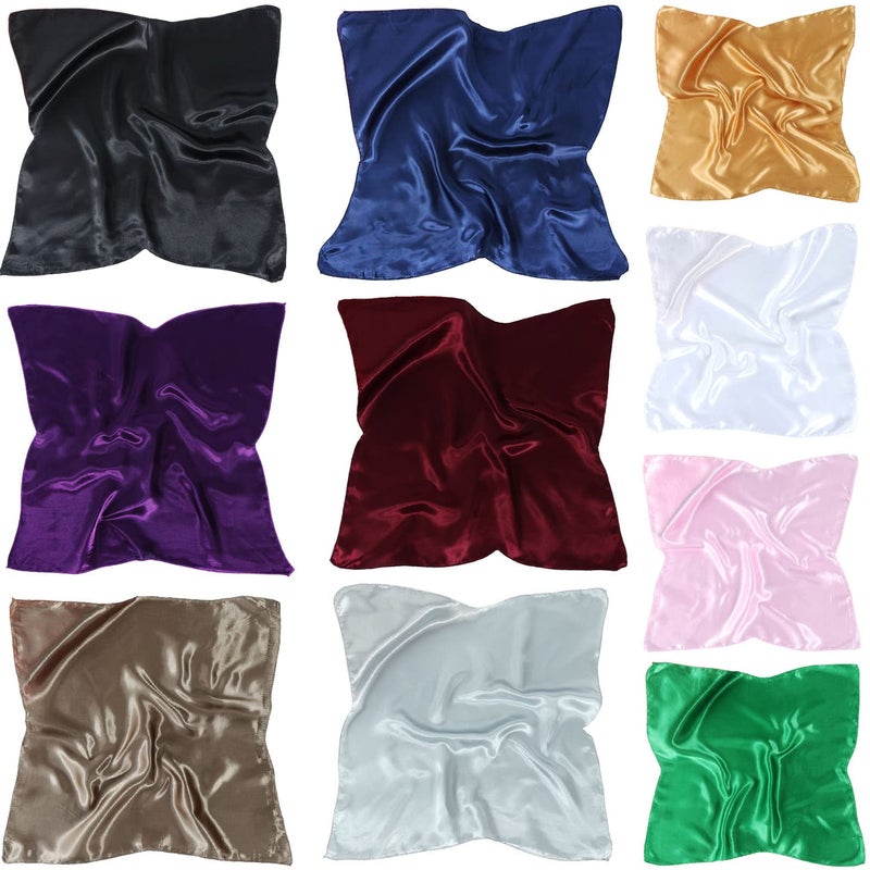 COOLANS 10 PCS Mixed Set Scarf,Fashion Square Satin Neck Scarf Head scarf for Women Hair Scarf Bundle 20 inch x 20 inch (Set G (10 pcs)) - Image 1