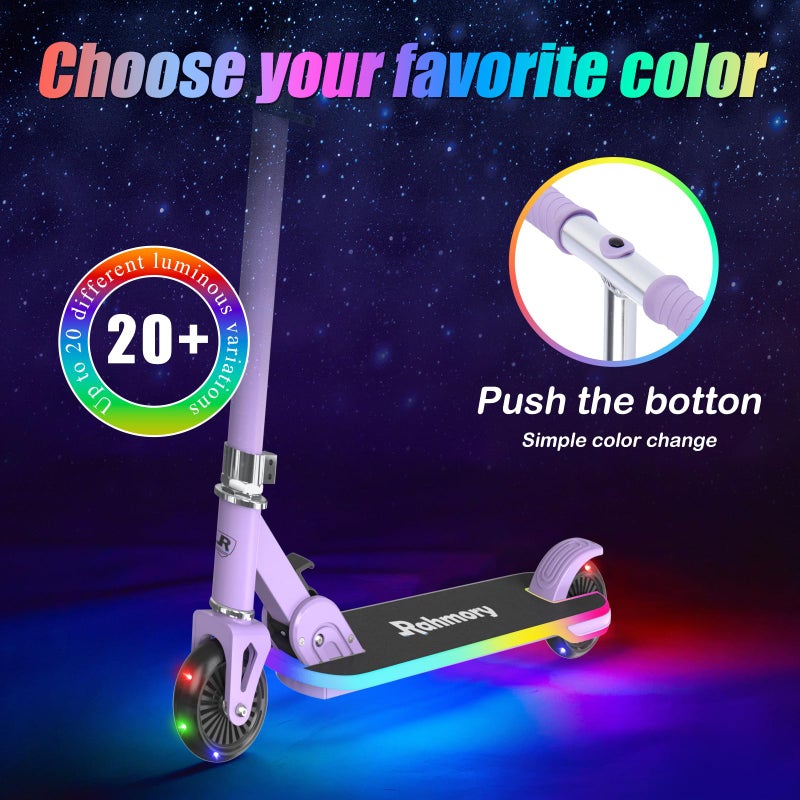 Rahmory Kick Scooter for Ages 5-12,Kid, Teens. Max Load 155 LBS. Foldable, Lightweight, with Light up Wheels and Dynamic Light Deck, Teen and Adults, 3 Adjustable Levels. - Image 2