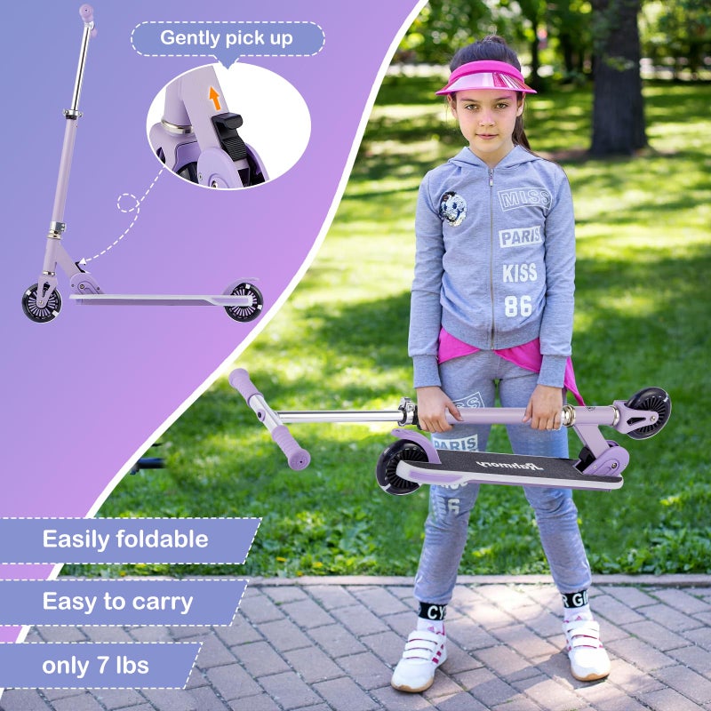 Rahmory Kick Scooter for Ages 5-12,Kid, Teens. Max Load 155 LBS. Foldable, Lightweight, with Light up Wheels and Dynamic Light Deck, Teen and Adults, 3 Adjustable Levels. - Image 4