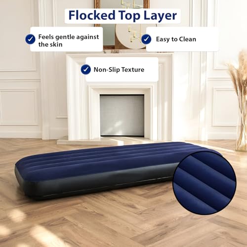 ORILEY Inflatable Air Bed Portable Mattress Quick Inflation/Deflation Blow Up Single Beds for Home Camping Travel (Dark Blue) - Image 3