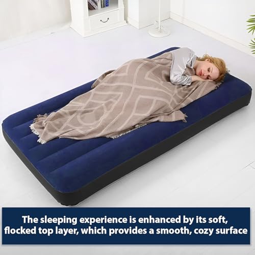 ORILEY Inflatable Air Bed Portable Mattress Quick Inflation/Deflation Blow Up Single Beds for Home Camping Travel (Dark Blue) - Image 5