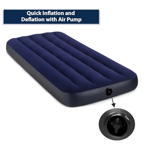 ORILEY Inflatable Air Bed Portable Mattress Quick Inflation/Deflation Blow Up Single Beds for Home Camping Travel (Dark Blue) - Image 4