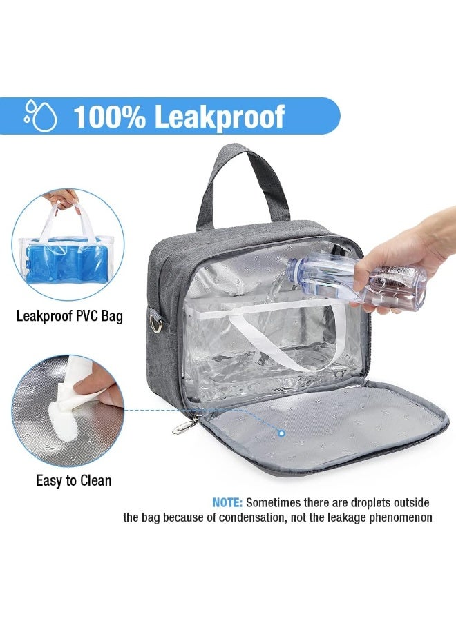 Lekebaby Lekebaby Breast Milk Cooler Bag with Contoured Ice Pack Fits 6 Breastmilk Baby Bottles Cooler Tote Bag for Nursing Mothers, Grey - Image 5