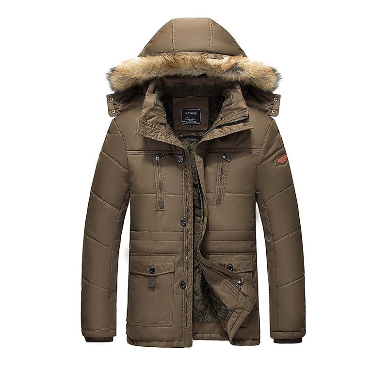 Winter New Long Men'S Cotton-Padded Jacket Plus Velvet Warm Slim Coat Men'S Casual Cotton-Padded Clothes - Image 3