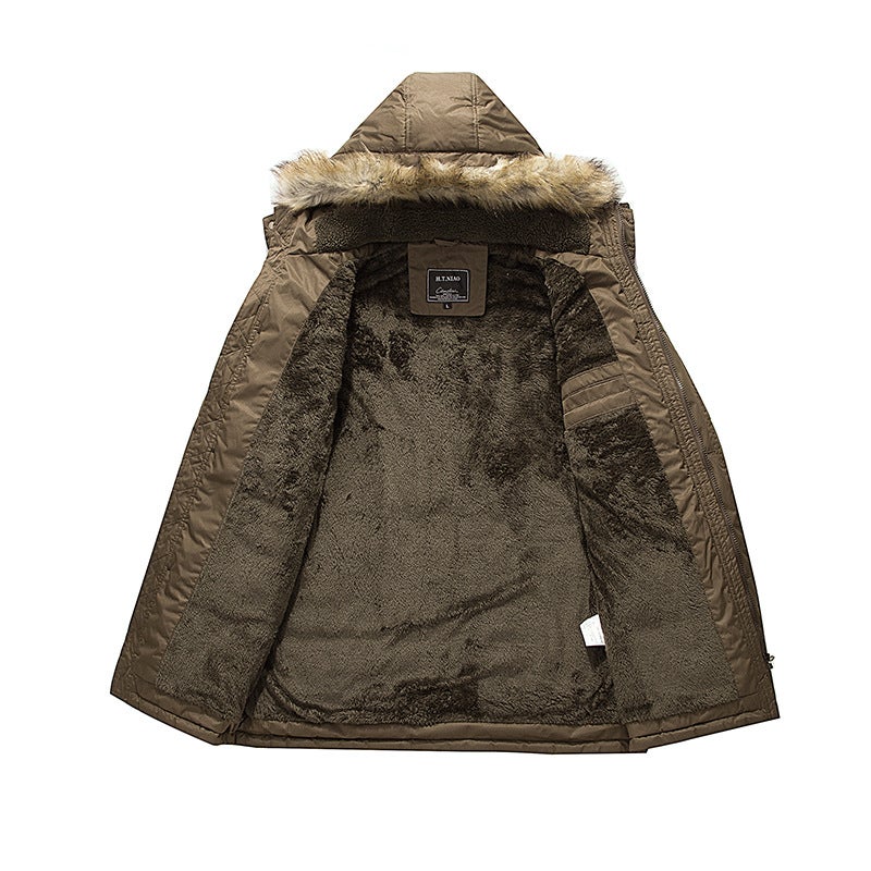 Winter New Long Men'S Cotton-Padded Jacket Plus Velvet Warm Slim Coat Men'S Casual Cotton-Padded Clothes - Image 5
