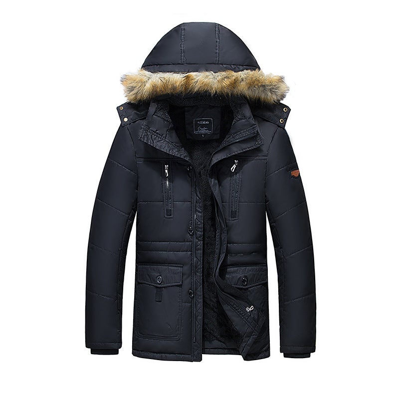 Winter New Long Men'S Cotton-Padded Jacket Plus Velvet Warm Slim Coat Men'S Casual Cotton-Padded Clothes - Image 2