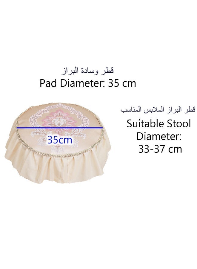 Round Dining Chair Pad Seat Cushion for Dressing Stool Kitchen Chair Non-Slip Washable Imitated Silk Jacquard Stool Pads for Bedroom Living Room Office, Diameter 35 cm - Image 4