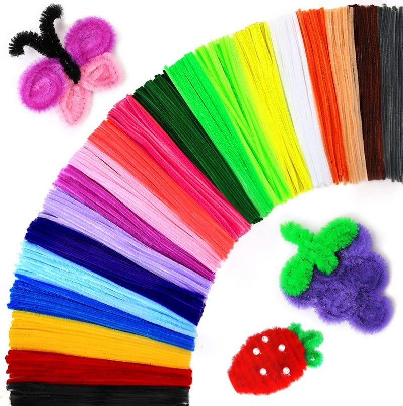 KRAFTMASTERS 200 PCS Pipe Cleaners Craft Supplies MultiColor Chenille Stems for Art and Craft Projects Creative DIY Valentines Day Decorations 12inch x 6mm