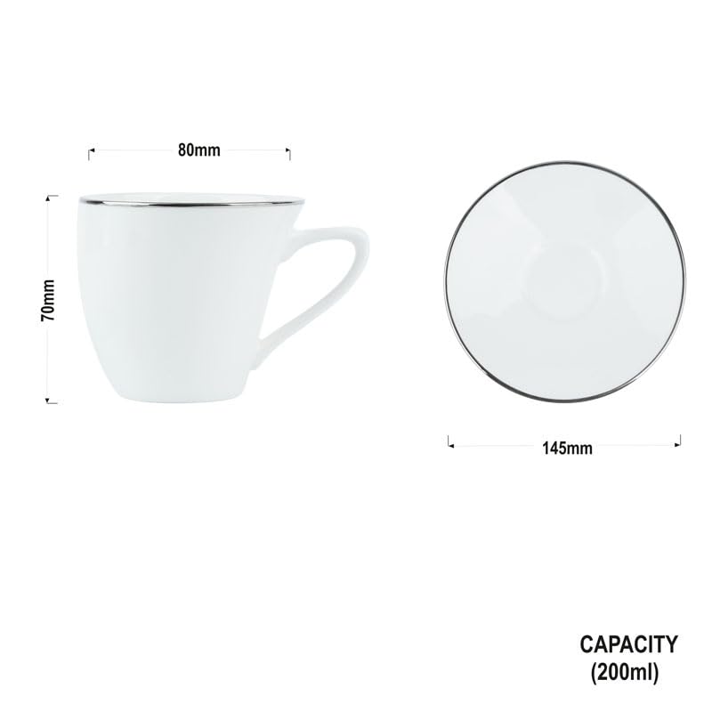 Dandy lines England by DATA Dandy Lines Bone China Alpine Platinum Band, 50021, Pack of 12 - Image 4