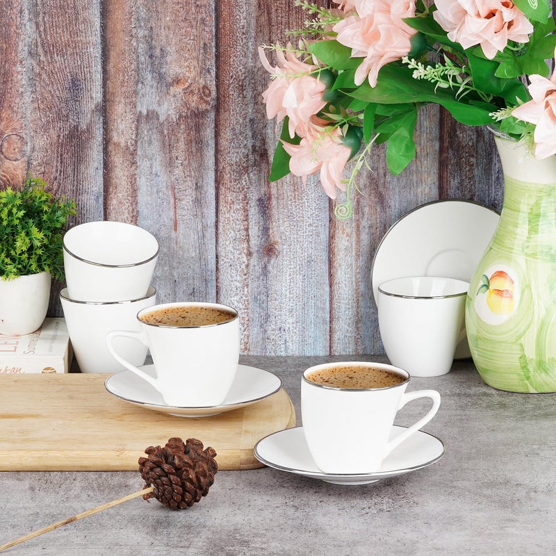 Dandy lines England by DATA Dandy Lines Bone China Alpine Platinum Band, 50021, Pack of 12 - Image 1