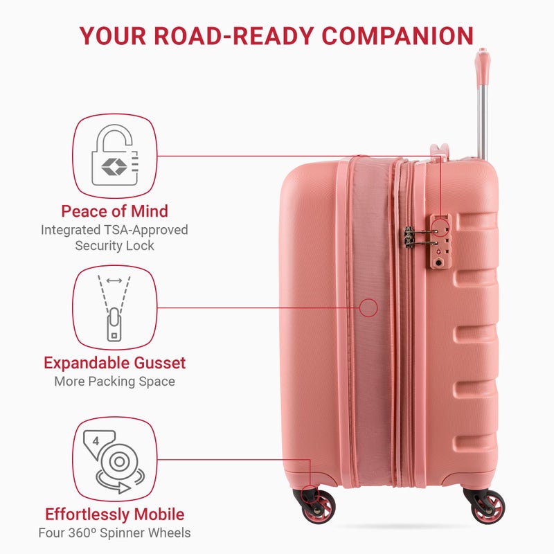 SwissGear 7366 Signature Hardside Expandable Luggage with Spinner Wheels, TSA Lock, Cup-Holder, Coral Almond, Carry-On 19-Inch - Image 3
