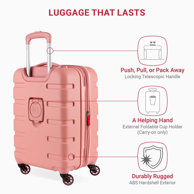 SwissGear 7366 Signature Hardside Expandable Luggage with Spinner Wheels, TSA Lock, Cup-Holder, Coral Almond, Carry-On 19-Inch - Image 2