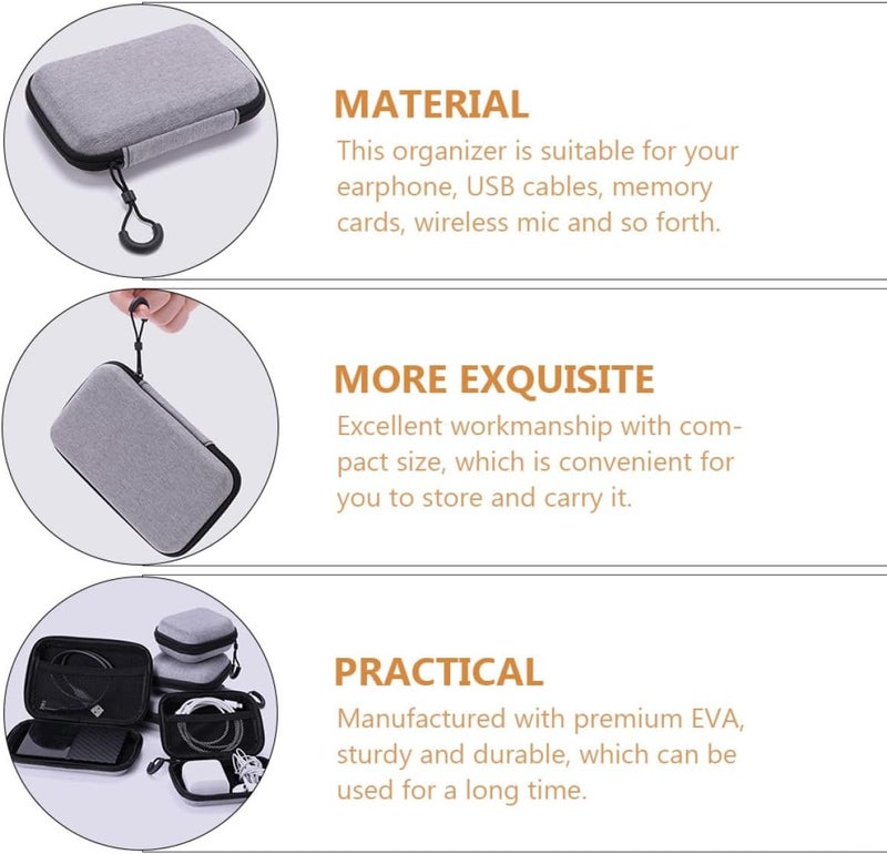 Toddmomy 2pcs Portable Microphone Storage Bags with Zipper Waterproof Eva Multifunctional Cable Organizer Cases for Outdoor Earphones and Chargers - Image 5
