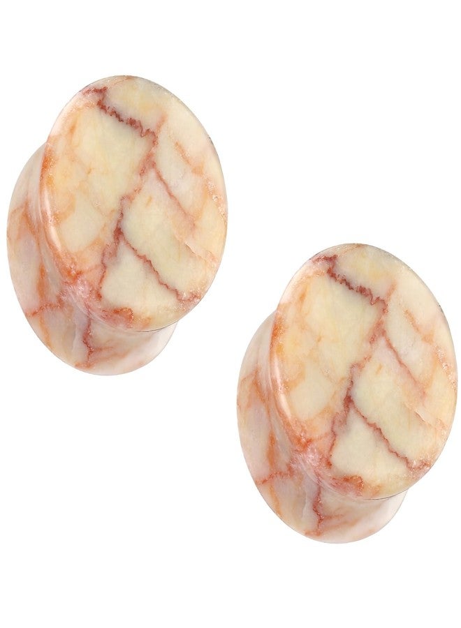 Pierced Owl Red Net Jasper Stone Double Flared Plugs, Sold as a Pair (10mm (00GA)) - Image 1