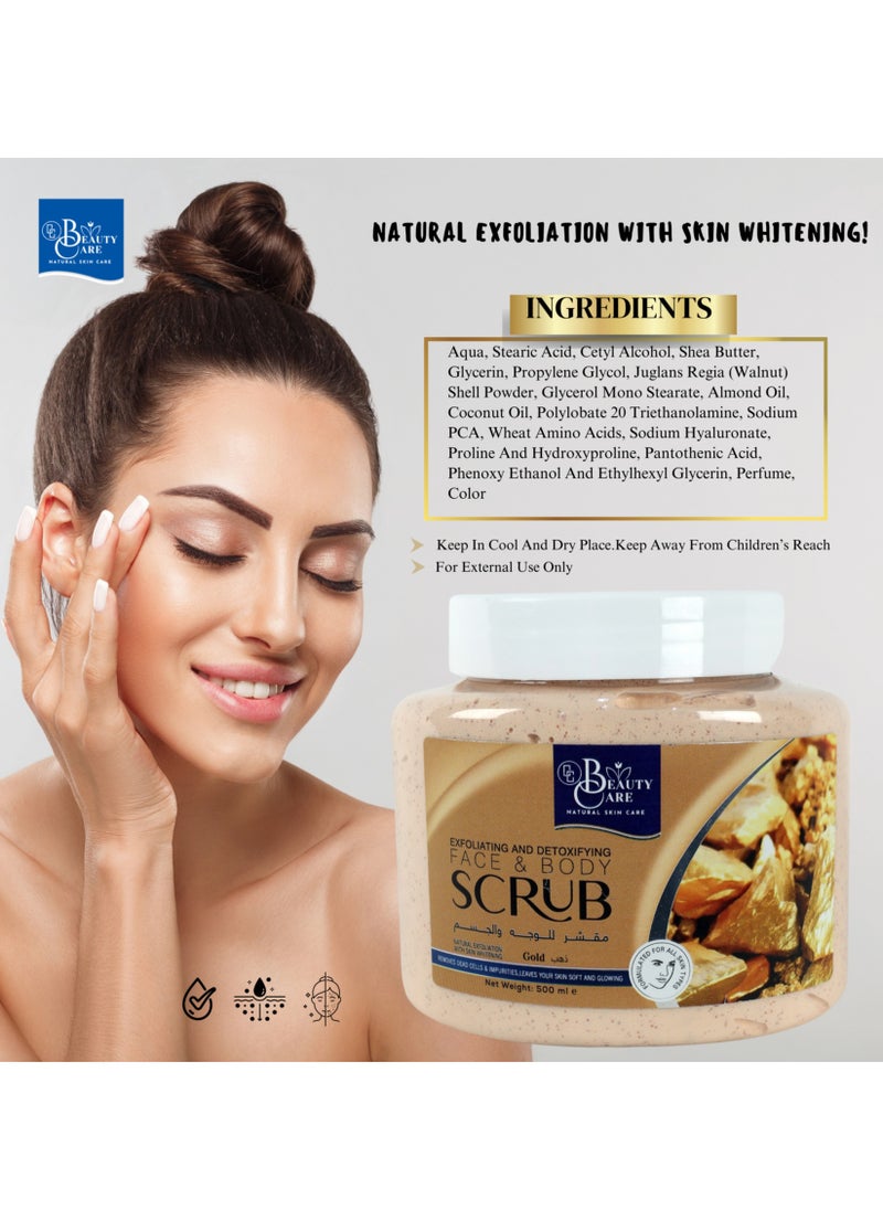 GC Beauty Care GC Beauty Care Exfoliating & Detoxifying Face & Body Scrub – Gold (500ml) For All Skin Types – Natural Exfoliation & Skin Whitening  - Image 4