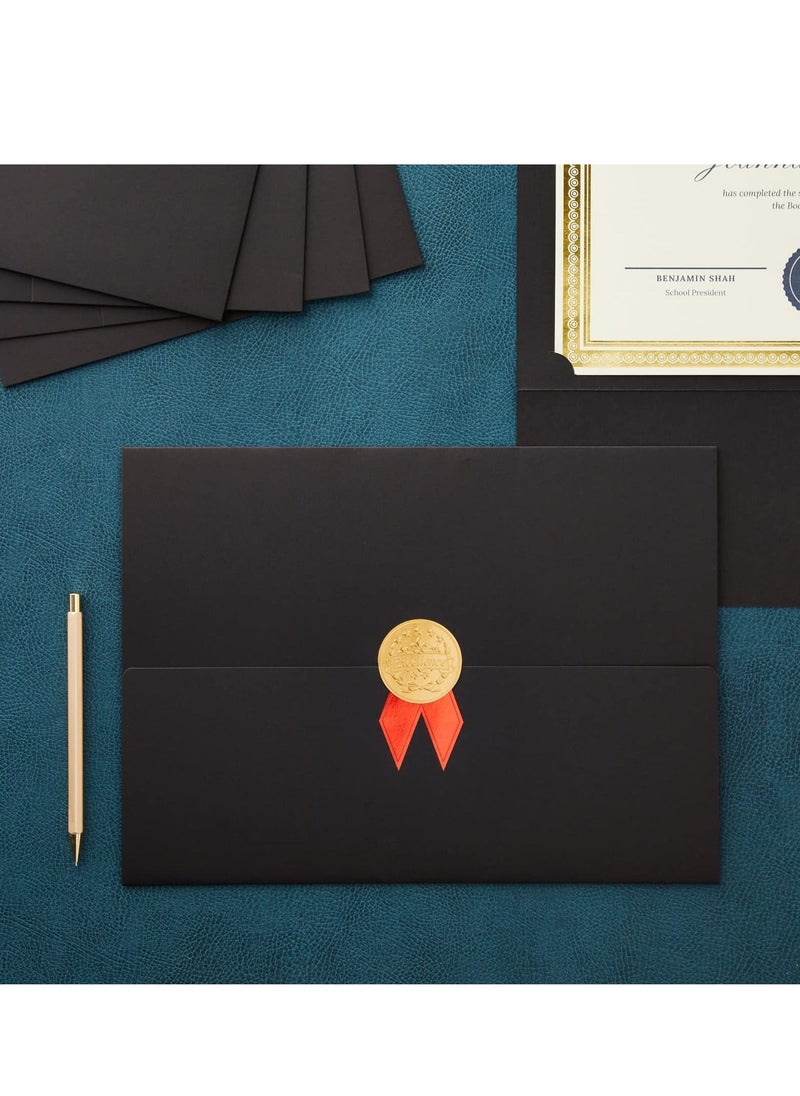 Y&D - 12 Pack Black Tri Fold Certificate Holders for 8.5 11 In Letter Size Documents Graduation Awards Folder, Diploma Cover 13 x 9 - Image 1