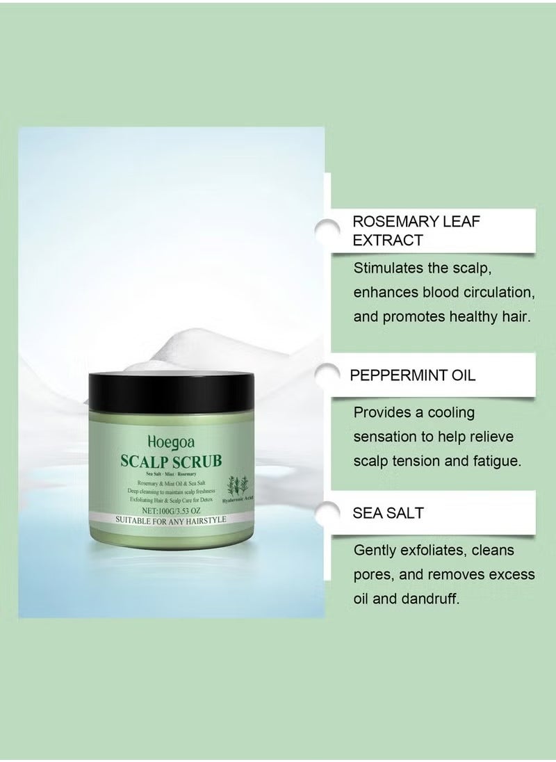HOEGOA - Rosemary Scalp Scrub with Scalp Scrubber Set, Contains Rosemary, Peppermint Oil, and Petrel Ingredients Scalp Exfoliator Scrub, Scalp Cleanser for Relieve Scalp Itching, Exfoliate and Care for Scalp and Hair - Image 1