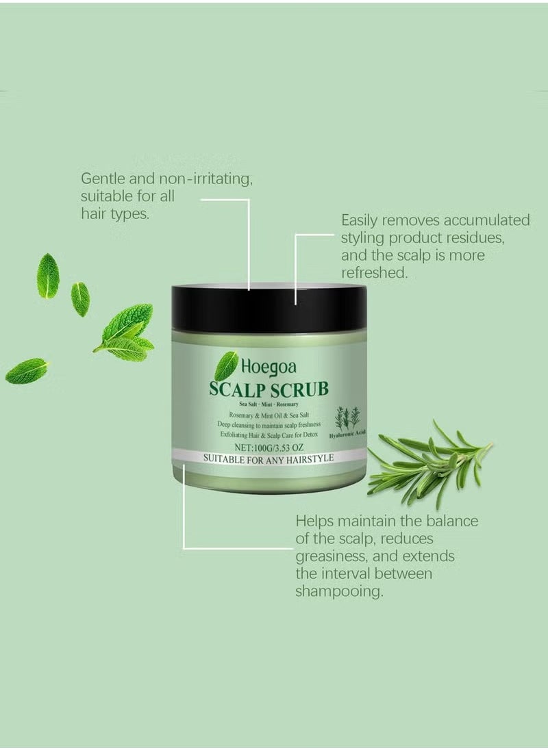 HOEGOA - Rosemary Scalp Scrub with Scalp Scrubber Set, Contains Rosemary, Peppermint Oil, and Petrel Ingredients Scalp Exfoliator Scrub, Scalp Cleanser for Relieve Scalp Itching, Exfoliate and Care for Scalp and Hair - Image 1