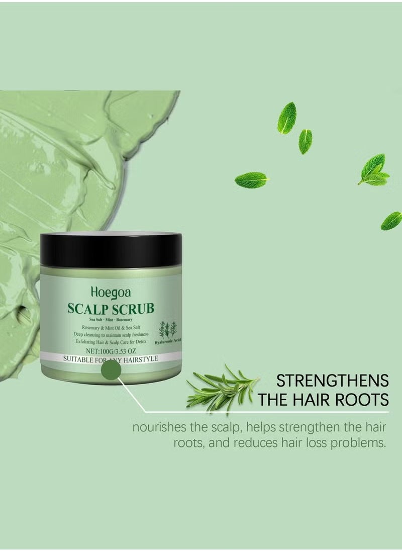 HOEGOA - Rosemary Scalp Scrub with Scalp Scrubber Set, Contains Rosemary, Peppermint Oil, and Petrel Ingredients Scalp Exfoliator Scrub, Scalp Cleanser for Relieve Scalp Itching, Exfoliate and Care for Scalp and Hair - Image 1