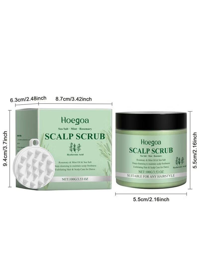 HOEGOA - Rosemary Scalp Scrub with Scalp Scrubber Set, Contains Rosemary, Peppermint Oil, and Petrel Ingredients Scalp Exfoliator Scrub, Scalp Cleanser for Relieve Scalp Itching, Exfoliate and Care for Scalp and Hair - Image 1
