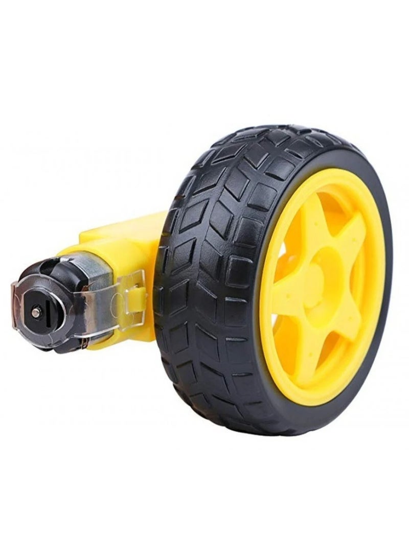 DC Gear Motor And Tire Wheel DIY  Black/Yellow