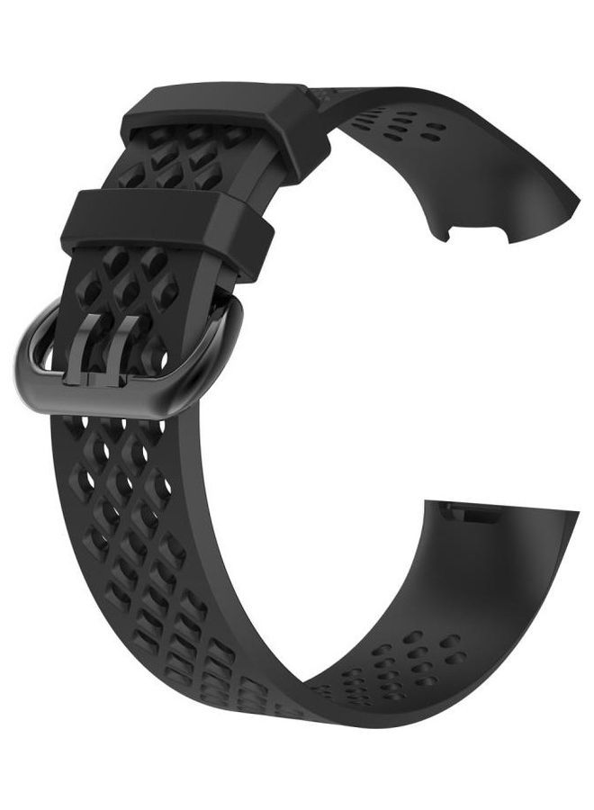 NIBEMINENT Square Hole Adjustable Sport Wrist Strap For Fitbit Charge 3 Black - Image 2