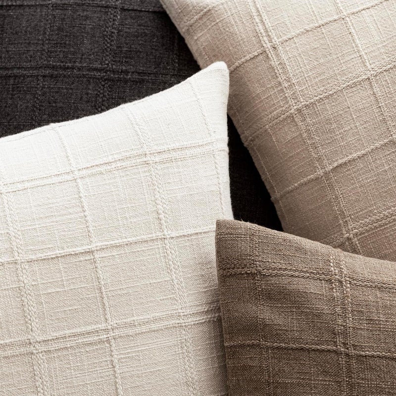 Foindtower Set of 1 Decorative Linen Check Throw Pillow Cover Neutral Farmhouse Vintage Cushion Cover Modern Boho Home Decor for Sofa Chair Couch Bedroom Living Room,16×16 Inch,Charcoal - Image 4