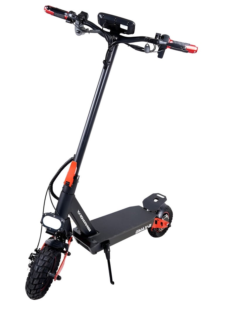 G max3 Kick Scooter 2025, 1800 watt Brushless motor, 48V 13ah battery, front & rear shock absorbers, with Digital Display Meter, with Gifts Helmet and Vest