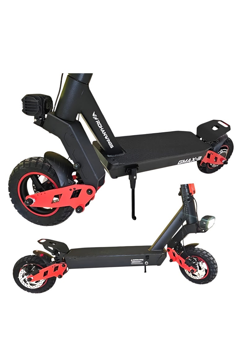 G max3 Kick Scooter 2025, 1800 watt Brushless motor, 48V 13ah battery, front & rear shock absorbers, with Digital Display Meter, with Gifts Helmet and Vest
