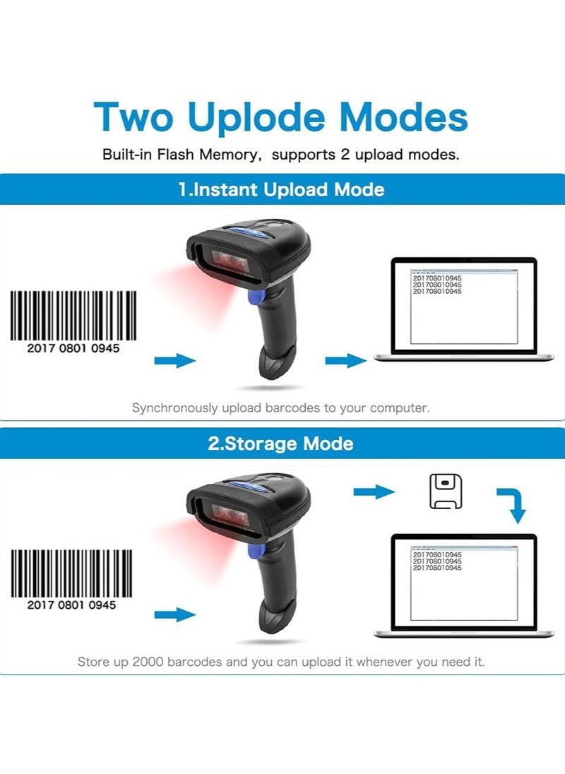 SYOSI - 2D Barcode Scanner, Compatible with 2.4G Wireless & Bluetooth & USB Wired Connection, Connect Smart Phone, Tablet, PC, CCD Bar Code Reader Work with Windows, Mac, Android - Image 1