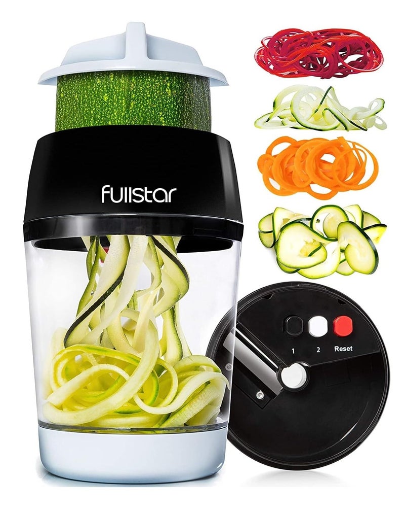 fullstar Plastic 3 In 1 Adjustable Handheld Zucchini Spaghetti Maker Vegetable Spiralizer Slicer With Container, Black - Image 1