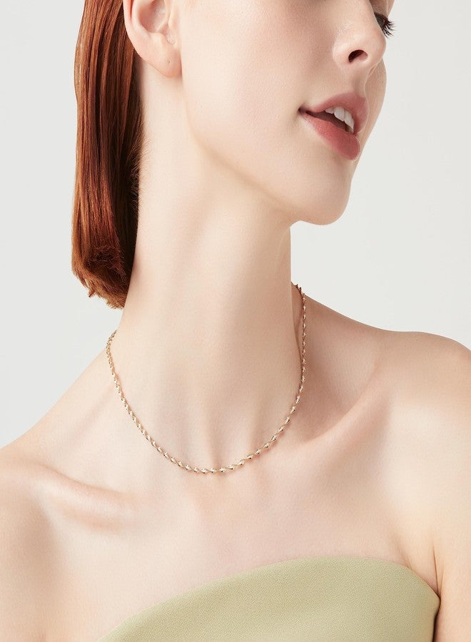 Miabella 925 Sterling Silver Italian Solid 2.5mm Two-Tone Twisted Herringbone Chain Necklace for Women Made in Italy (Length 18 Inches) - Image 4