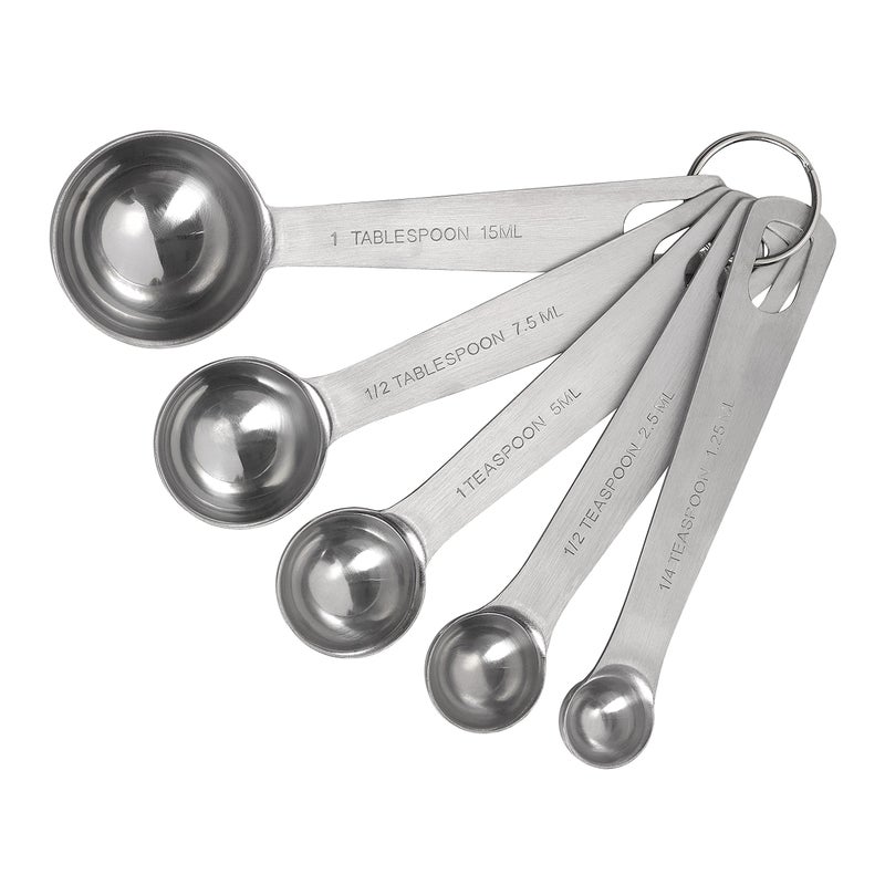 Tala Stainless Steel Measuring Spoons 5 Piece Set for Measuring Dry and Liquids with Clear and Easy to Read makring on Each sppon to Know The measurment