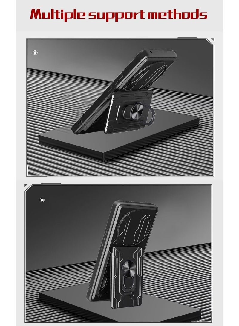 Honor X9a 5G/Honor Magic5 Lite 4G Mobile Phone Case Cover with Card Holder, Slide Camera Lens Cover, 360°Rotating Kickstand Ring, Bumper Shockproof Phone Case  - Image 3