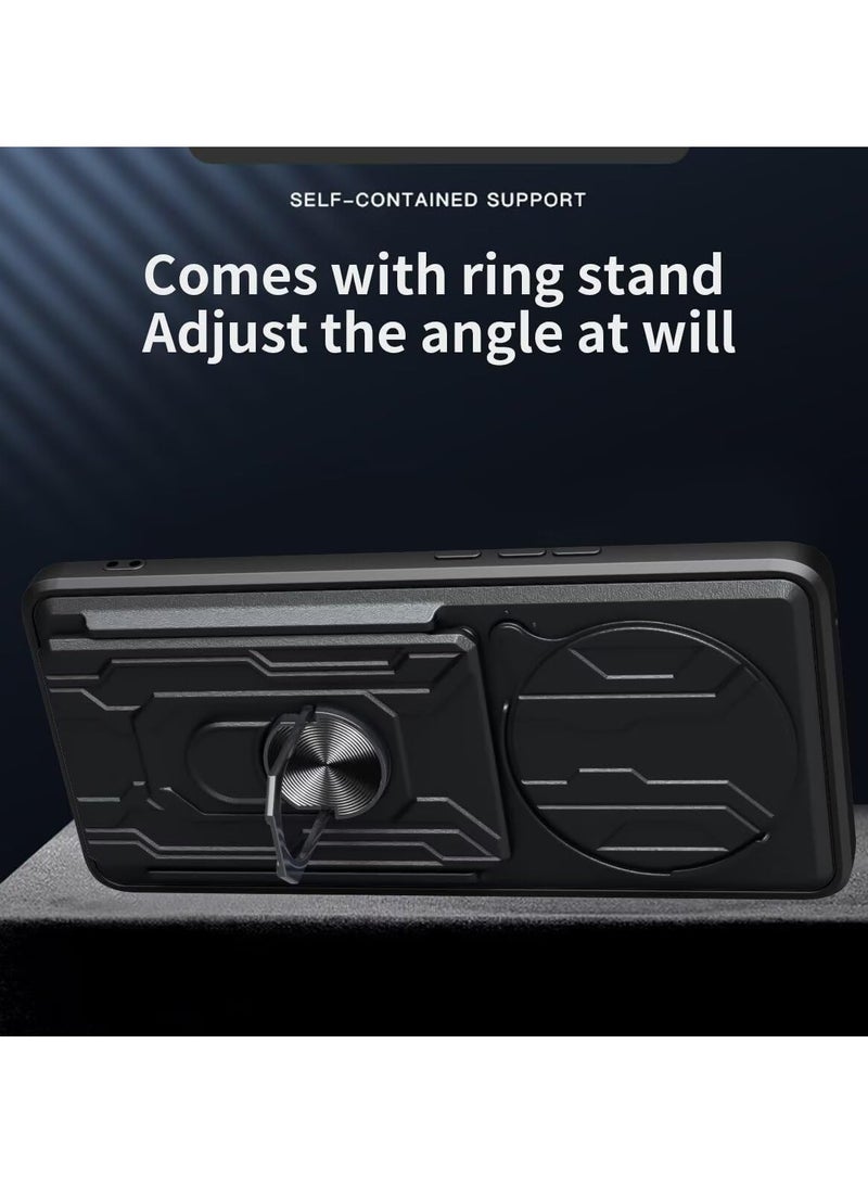 Honor X9a 5G/Honor Magic5 Lite 4G Mobile Phone Case Cover with Card Holder, Slide Camera Lens Cover, 360°Rotating Kickstand Ring, Bumper Shockproof Phone Case  - Image 4
