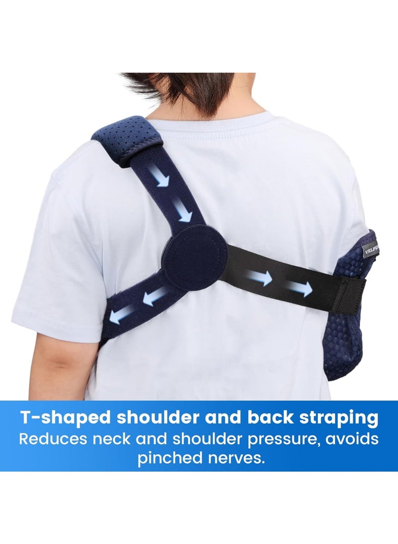 Kids Arm Sling with Waist Strap - Breathable Mesh Shoulder Support for Children, Adjustable Immobilizer Brace for Left Arm (Blue, Left, XS: Bust 22.5″-26″) - Image 5