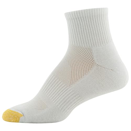 GOLDTOE Women's Half Cushion Sport Quarter Socks with Mesh, 6-Pairs, White, Shoe Size: 6-9 - Image 3