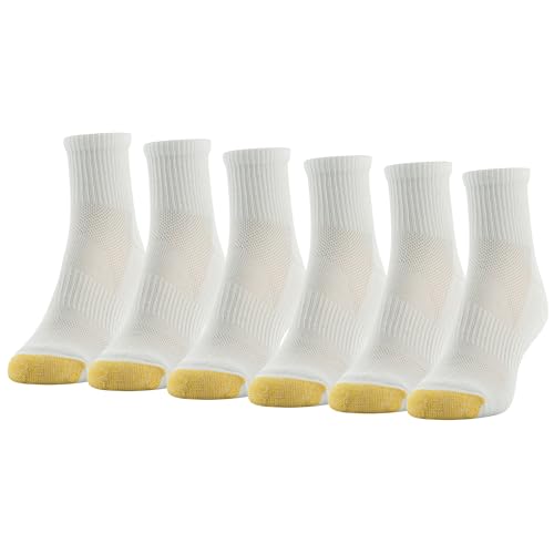 GOLDTOE Women's Half Cushion Sport Quarter Socks with Mesh, 6-Pairs, White, Shoe Size: 6-9 - Image 1